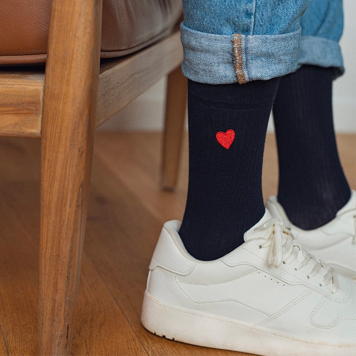 Chaussettes brodées Coeur homme & femme