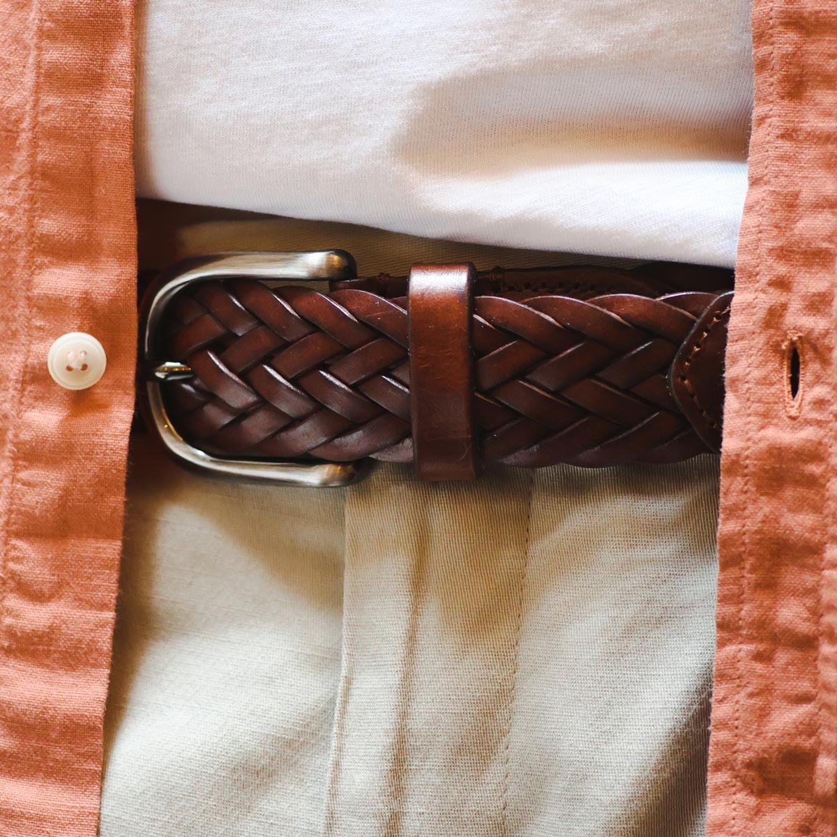 Ceinture tressee en cuir Les Raffineurs