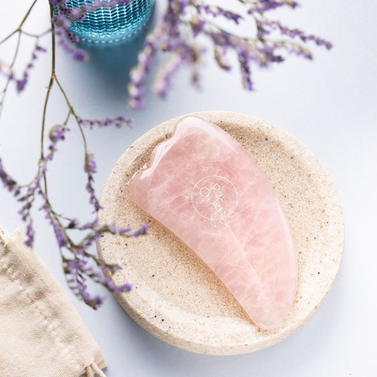 Gua Sha en quartz rose